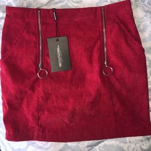 Pretty little thing red high waisted skirt